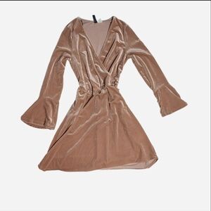 Velvet Mini Dress, Bell Sleeves